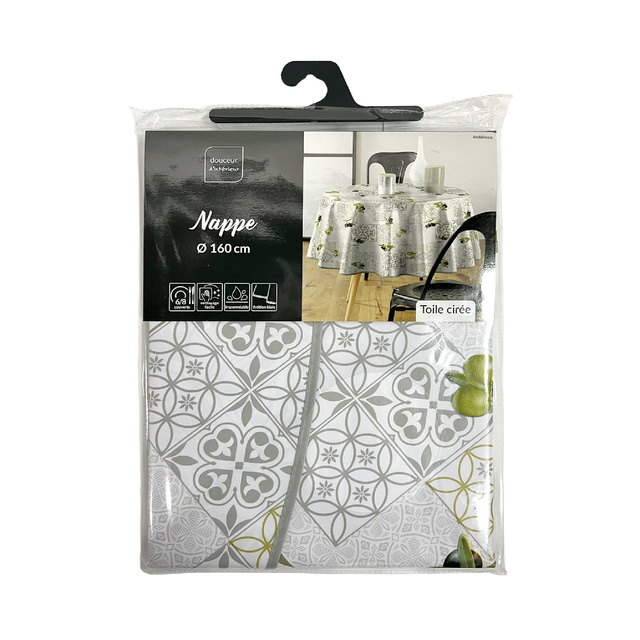 Fata de masa rotunda cu model spaniol ANDALOUSIE, Ø 160 cm, plastic