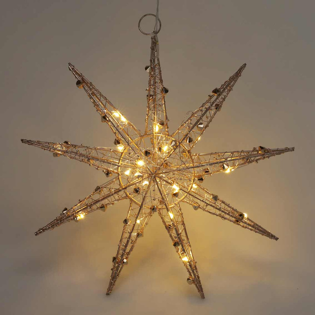 Stea din sârmă, decorațiune suspendată cu LED de 30 cm