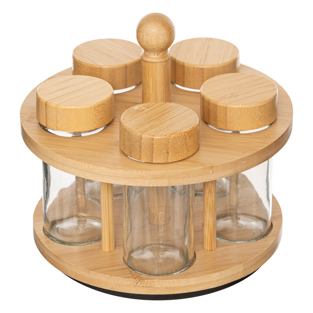 Recipient rotativ pentru condimente COZY, 4 borcane din sticlă