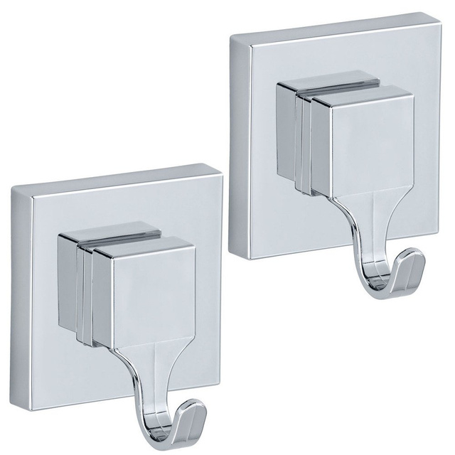 Set cuier, Wenko Quadro Vacuum-Loc, 2 bucati, Metal, Alb