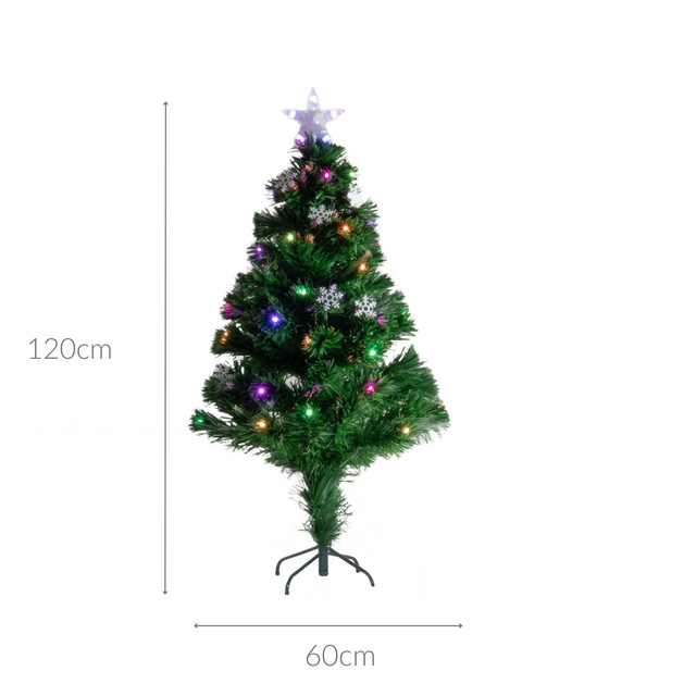 Brad artificial cu lumini si stea, 120 cm