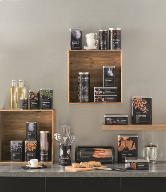 Cutie de cafea, 500 g, metalică, neagră