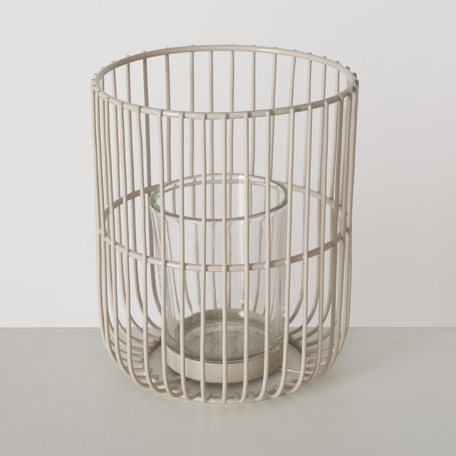 Set 2 felinare  metalice Cindy,  bej