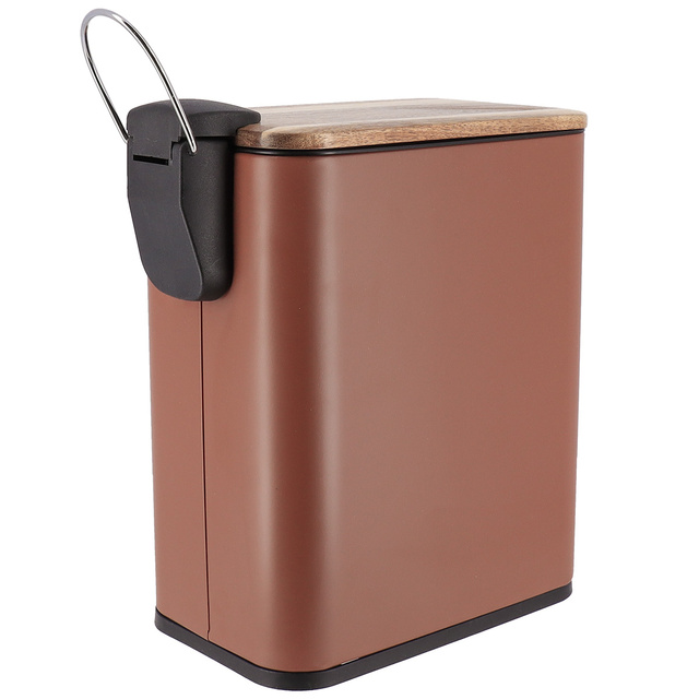 Coș de gunoi îngust pentru baie MONO cu capac din lemn, 5 l