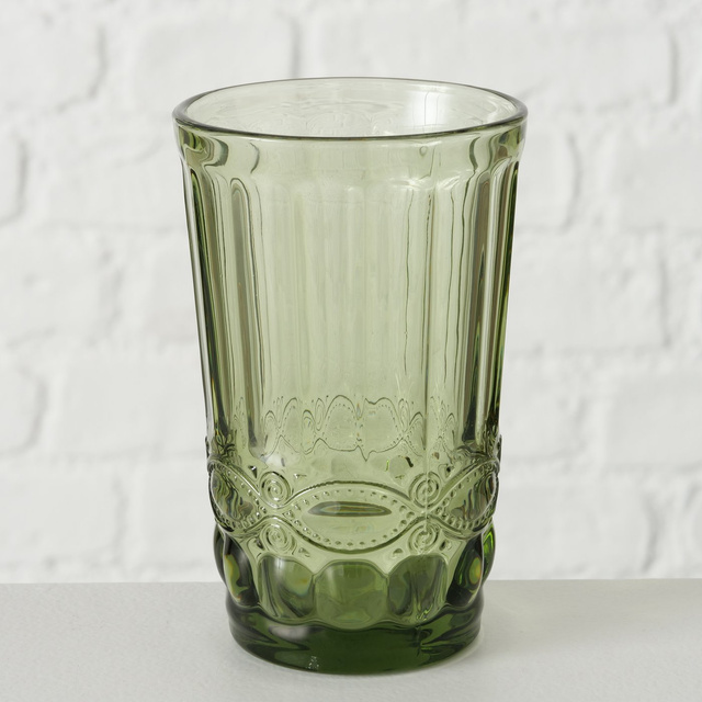 Pahar decorativ din sticla verde, AURORA, 300 ml