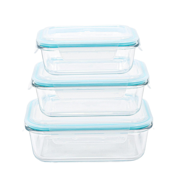 Organizatoare de sticlă pentru alimente cu capace, 3 bucăți