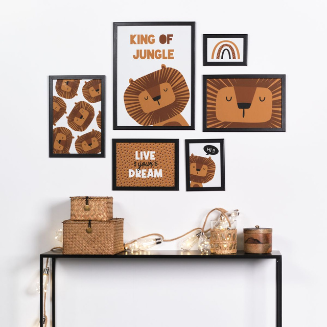 Postere pentru camera copiilor THE KING OF THE JUNGLE, 6 rame