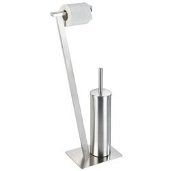 Perie WC cu suport hartie igienica LIRIO, Alb, 68x30x15 cm, WENKO