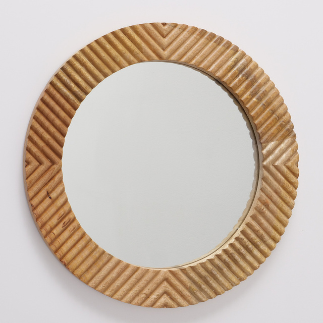 Oglindă rotundă cu cadru din lemn de mango LUKE, Ø 56 cm