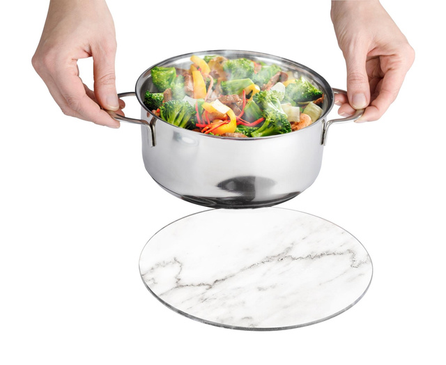 Suport pentru vase fierbinti, Sticlă calita, model de marmură, Ø 20 cm, WENKO