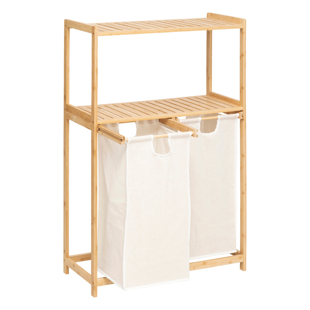 Raft din bambus cu coș pentru rufe TIDY BOX, 72 x 33 x 109 cm