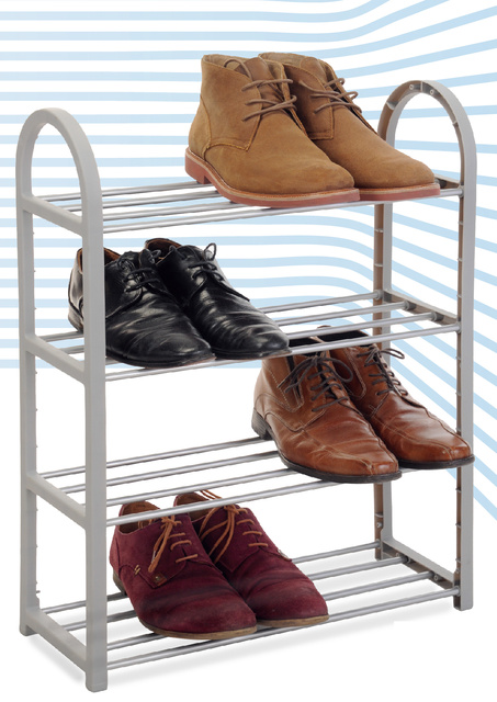 Suport pentru pantofi, încălțăminte, raft cu 4 niveluri, negru