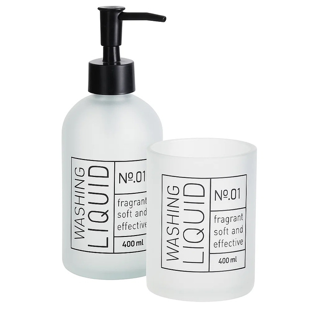 Dispenser de săpun din sticlă și suport pentru periuțe de dinți ONYX, alb