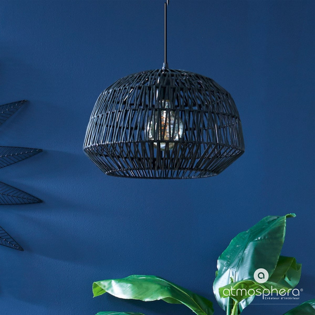 Lampa suspendata cu abajur din ratan, Ø 38 cm