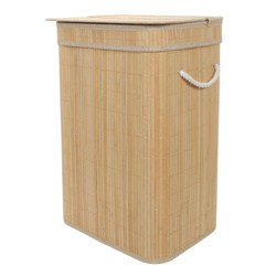 Coș de rufe din bambus cu capac, 80 l