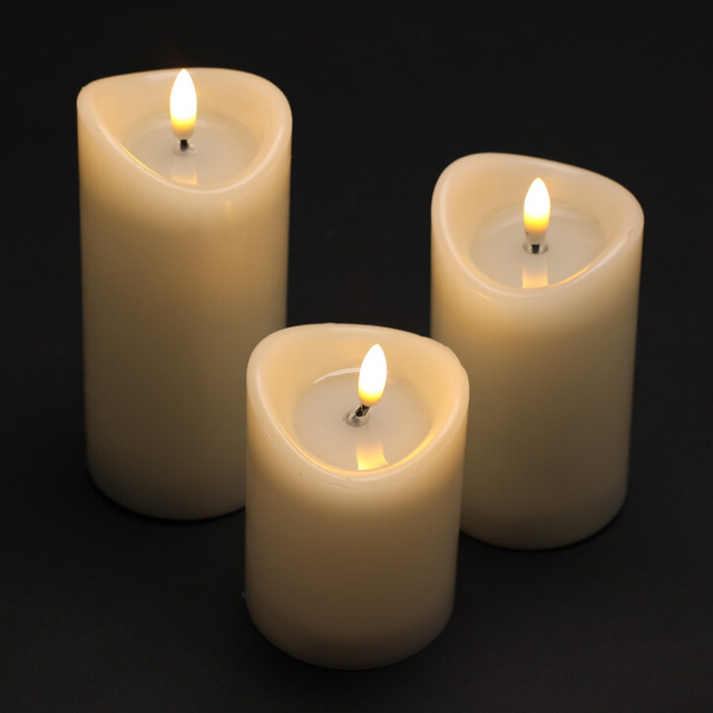 Lumânări decorative LED Ø 7 cm, 3 buc.