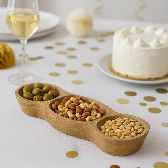 Tava de gustare din lemn de mango