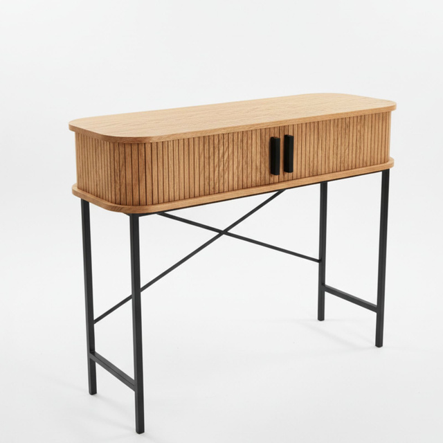 Consolă cu uși glisante SCAVA, riflată, 100 x 35 x 80,5 cm