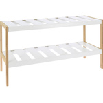Raft pentru pantofi, bambus, 70 x 26 x 36 cm, alb