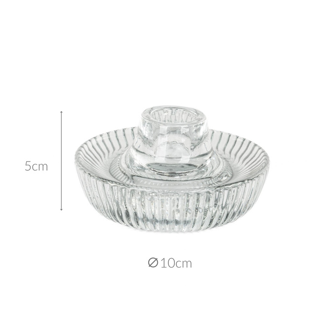 Suport lumanari cu nervuri din sticlă ARTY