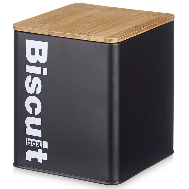 Recipient metalic pentru biscuiti Biscuit, capac din bambus