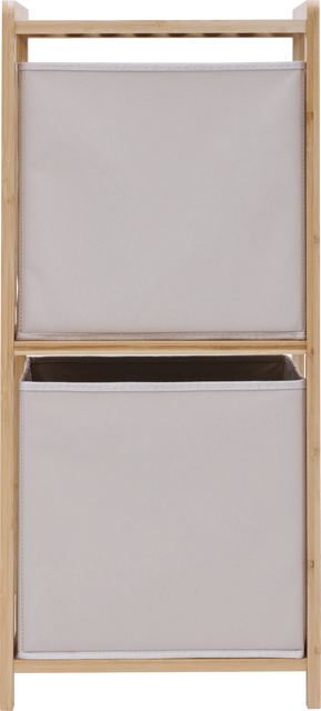 Raft din bambus TIDY cu două coșuri din material, 34,7 x 33 x 77,5 cm