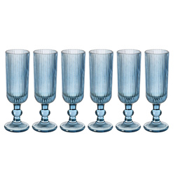 Pahare de sampanie LINES din sticla canelata, set de 6, 160 ml