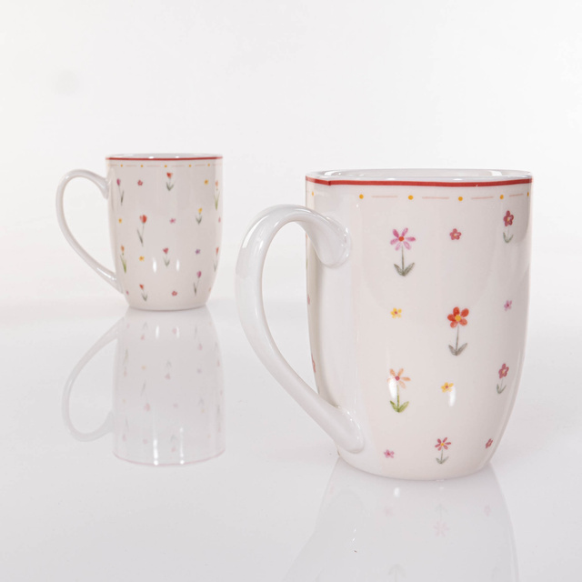 Cana de portelan model floral Blumi, 350 ml