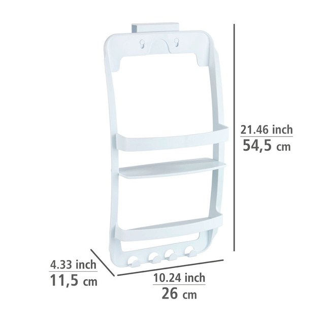 Raft universal pentru baie - raft de montat pe cabină sau ușă în baie, WENKO, alb