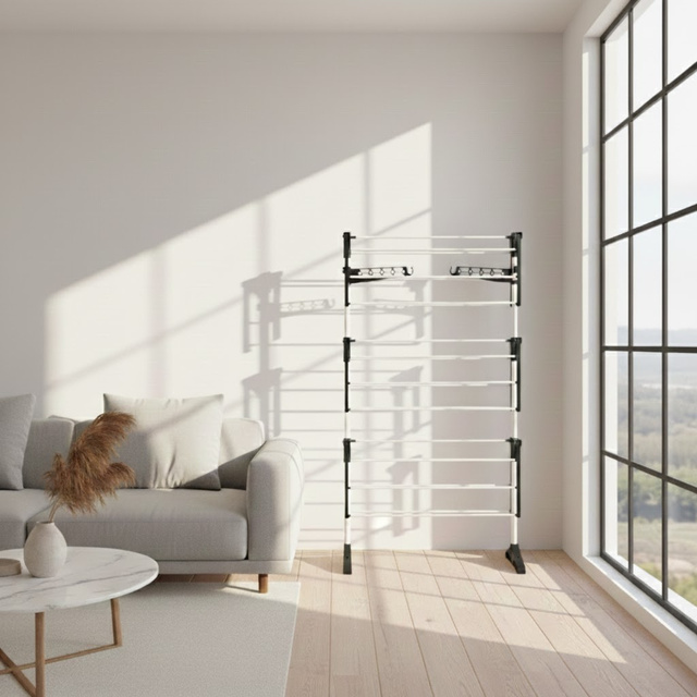 Uscător vertical pentru rufe cu loc pentru umerașe, 160 cm, ALTO