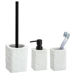 Set accesorii baie VILLATA, perie de toaleta + dozator de sapun + pahar periuta de dinti, WENKO