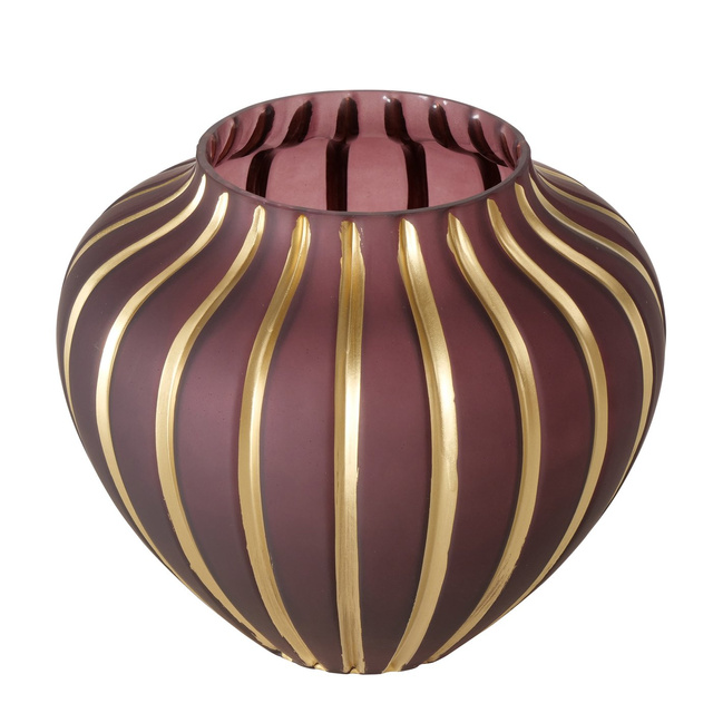 Vază de sticlă
Keana, linii aurii
pe sticlă visiniu