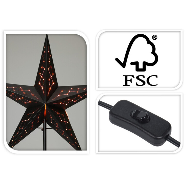 Stea decorativa stralucitoare din hartie, suport metalic, 45 cm