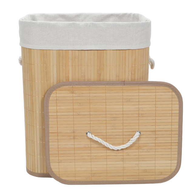 Coș de rufe din bambus cu sac detașabil, 60 l
