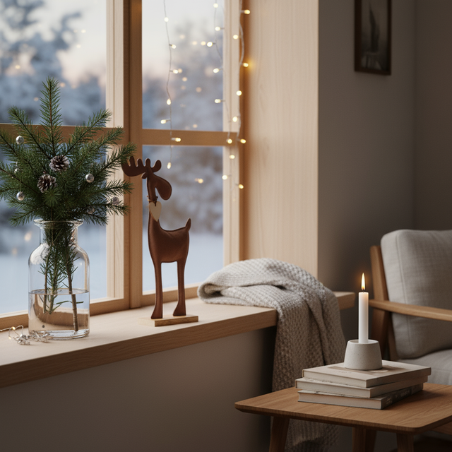 Figurina de ren handmade BOONER, 34 cm, maro