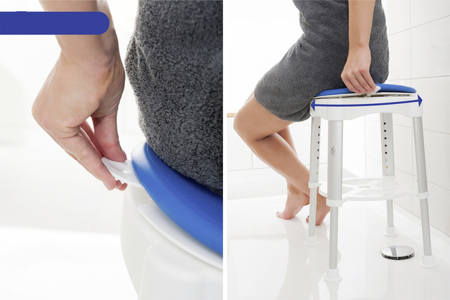 Taburet pentru dus, sezut pivovant, inaltime 41.5-59 cm