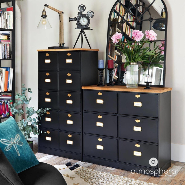 Ceas decoratic cu treiped KAMERA, inaltime 51.5 cm, negru