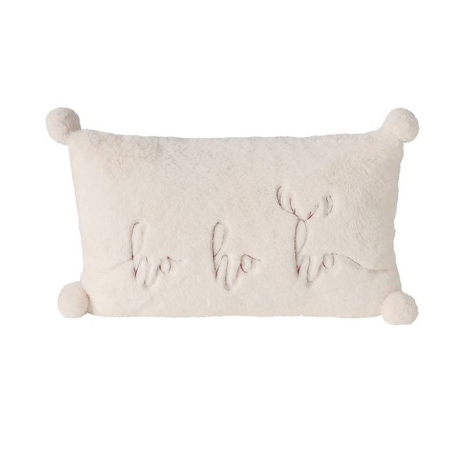 Perna pufoasă cu inscripție brodată și pompoane NAVID, 35 x 55 cm