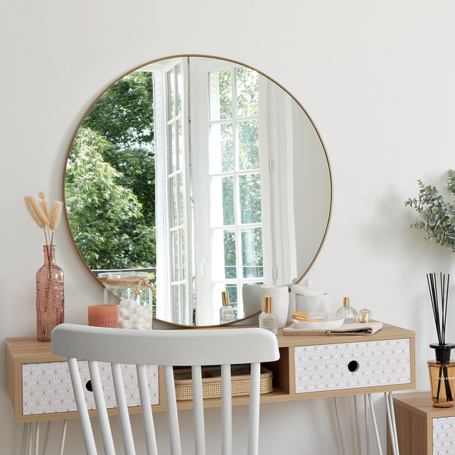 Oglindă rotundă aurie ALICE, Ø 76 cm