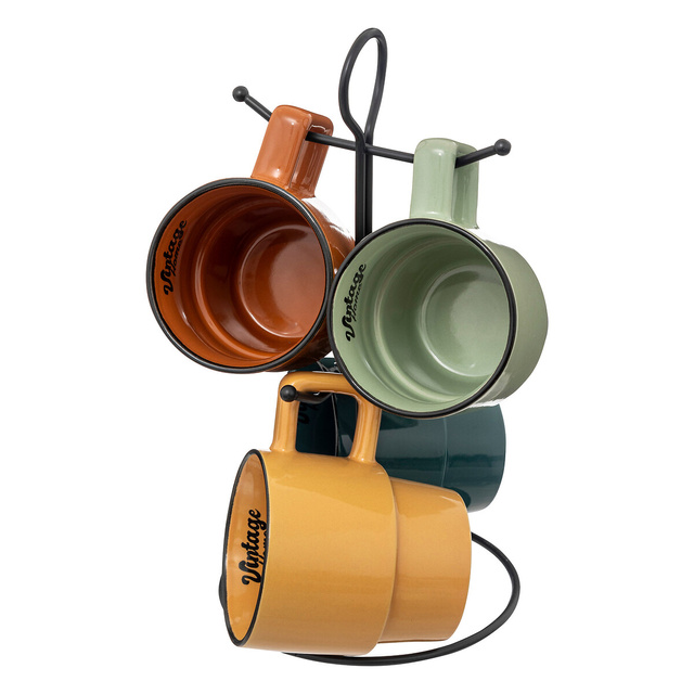 4 cani din ceramica BE VINTAGE pe suport, 250 ml