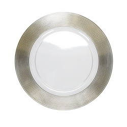 Placă transparentă cu decor auriu, Ø 33 cm