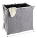 Coș de rufe din material textil DUO cu 2 compartimente, recipient pliabil cu cadru din aluminiu - 2 x 60 l, 57 x 59 x 38 cm, WENKO
