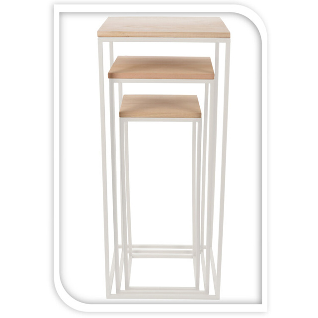 Set masute cafea cu blat din lemn, 3 bucati