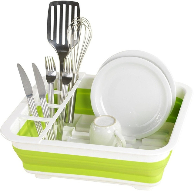 Uscător de vase pliabil, suport pentru vase, pliabil, WENKO, verde