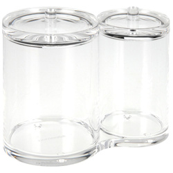 Recipient dublu de depozitare pentru articolele de baie Eleganza, Acril, 14.5x12 cm, Transparent