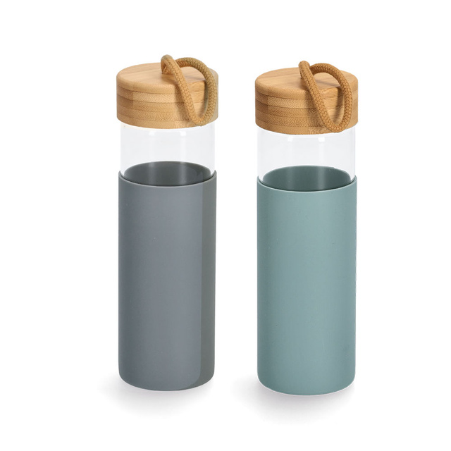 Sticla portabila cu capac din silicon, 500 ml