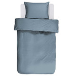 Set de lenjerie de pat din bumbac de culoare albastră, lenjerie pentru pat single, 140 x 220 cm, Essenza