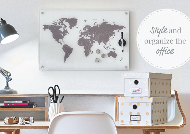 Tabla magnetica din sticla, Alb/Gri, 60x40 cm, Zeller