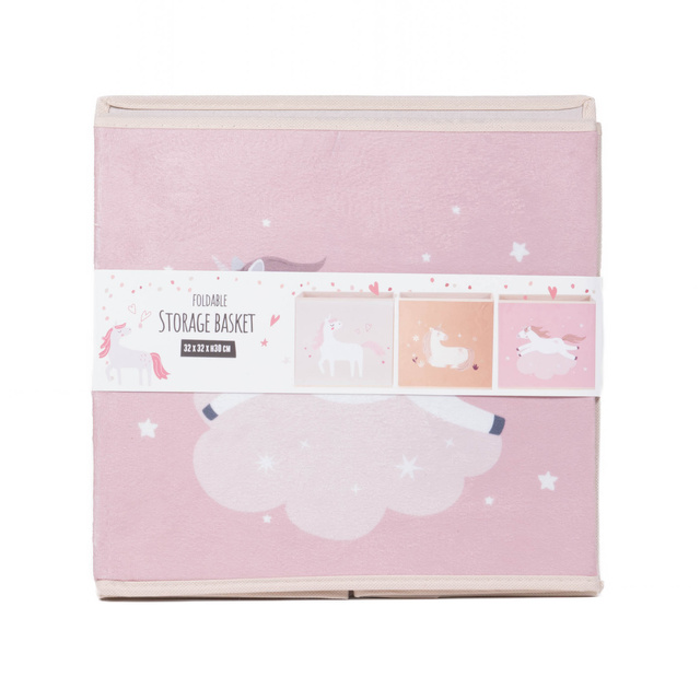 Cutie textila pentru jucarii Unicorn, 32 x 32 x 30 cm