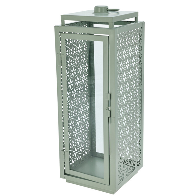 Lantern metalic lumanare, 14,5 x 14,5 x 39 cm